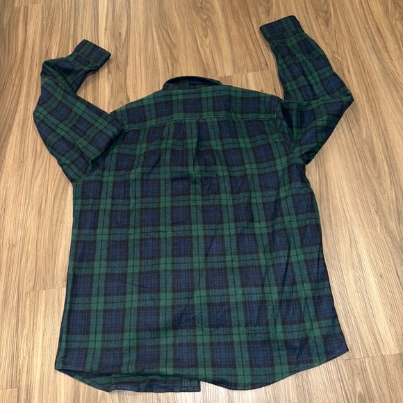 LL Bean Traditional Fit Plaid Flannel Shirt Mens Long Sleeve Green Blue L REG - Picture 5 of 7